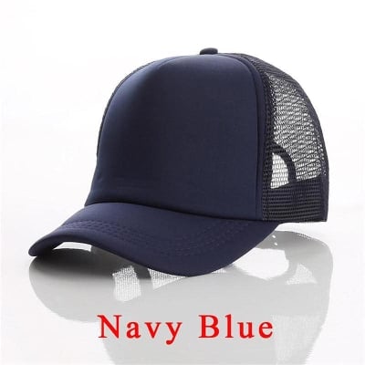 Picture of Navy Blue Black Foam Half Net Fashionable Styles Cap For Men - Navy Blue