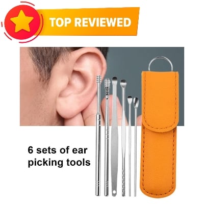 Picture of 6PCS Ear Pick Set Portable Ear Cleaner Set Stainless Steel With Leather Case - Ears