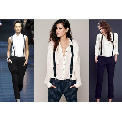 Picture of Adjustable Broad Strip Suspenders for Girls - Black