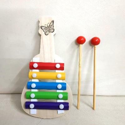 Picture of Wooden Xylophone Hand Knock Guitar-shaped Piano Musical Toy for Kids.