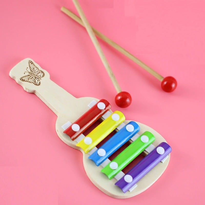 Picture of HarnezZ Wooden Xylophone Hand Knock Guitar-shaped Piano Musical Toy for Kids.