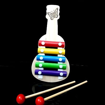 Picture of HarnezZ Wooden Xylophone Hand Knock Guitar-shaped Piano Musical Toy for Kids.