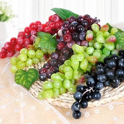 Picture of Best Artificial Large Bunch Black Grapes Decorative Plastic Fruit