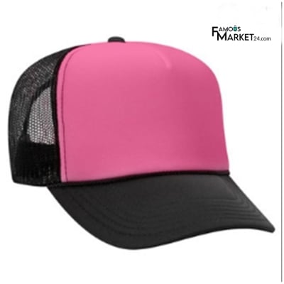 Picture of Black & Hotpink Foam Half Net Fashionable Styles Cap For Men