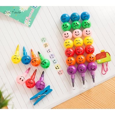 Picture of 7 Colors Children Cute Smile Face Crayons Drawing Toy For Baby Education Gift.   (2pes)
