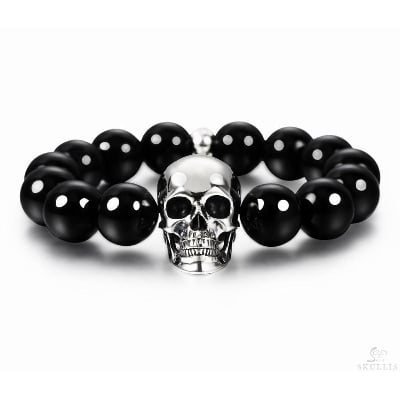 Picture of Natural Black Onyx Agate Bead Stones Bracelet
