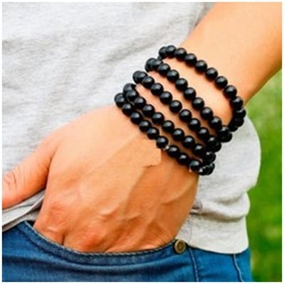 Picture of Sterling Skull + Ebony Bracelet.