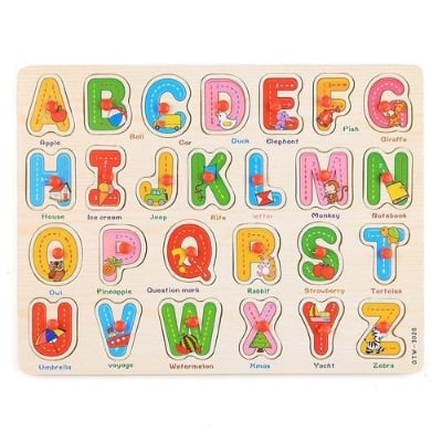 Picture of ABC Puzzle Board Prtical Ability Letters Numbers Wooden Alphabet Puzzle Toys