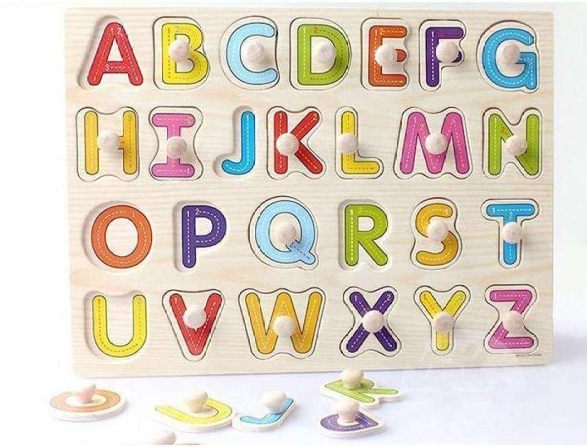 Picture of ABC Puzzle Digital Wooden Toys Early Learning Jigsaw Letter Alphabet Number Puzzle Preschool Educational Baby