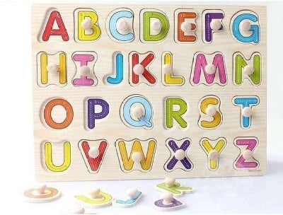 Picture of ABC Puzzle Digital Wooden Toys Early Learning Jigsaw Letter Alphabet Number Puzzle Preschool Educational Baby