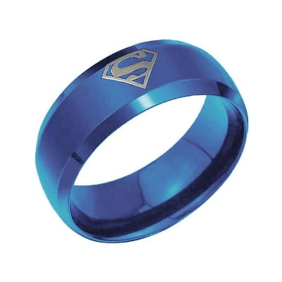 Picture of Blue Superman Ring for Men and Boys - Ring For Men - Blue