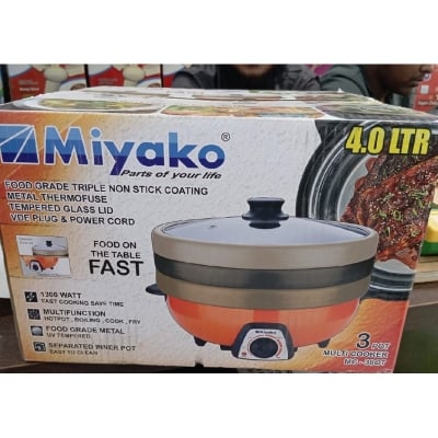 Picture of 4 Liter Miyako 3 Pot Electric Curry Cooker MC-380T | Miyako Electric Korai | Miyako Electric Multifunction Cooker | 1300 Watt Multicolor