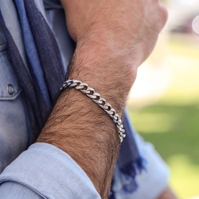 Picture of Stainless Steel Chain on Hand for Men Bracelet - Silver