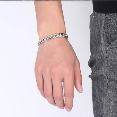 Picture of Stainless Steel Chain on Hand for Men Bracelet - Silver