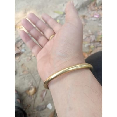 Picture of Cuff Kada High Quality Brass Scratched Rounded Bracelet - Gold