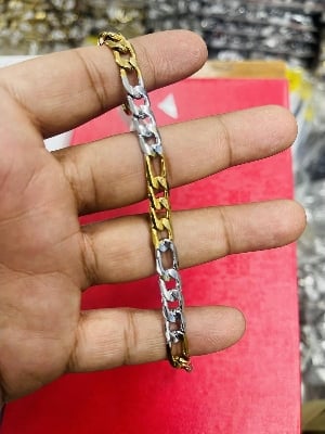 Picture of Stainless Steel chain on hand for Men bracelet - Silver  & Golden