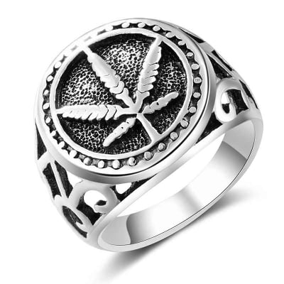 Picture of Men Ancient Silver Color Drop Ring For Men - Silver