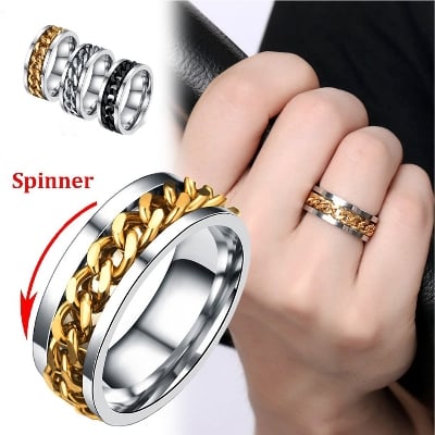 Picture of Men Ring High Quality Spinner Chain Punk Women Jewelry for Party Gift