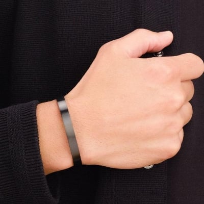 Picture of Stainless Steel Free Size Bracelet For Men-Black - Black