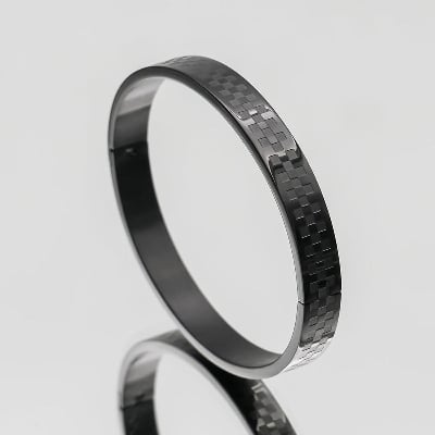 Picture of Round Black Bracelet For Man - Black