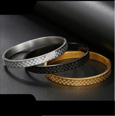 Picture of Round Black Bracelet For Man - Black