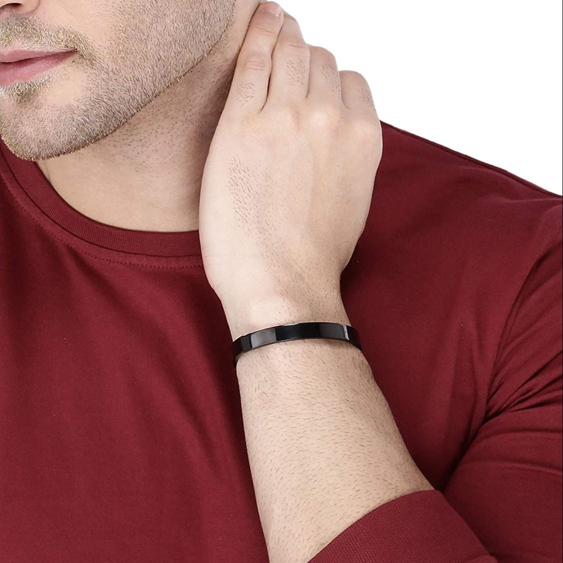 Picture of Black Stainless Steel Round Bracelet For Men - Black