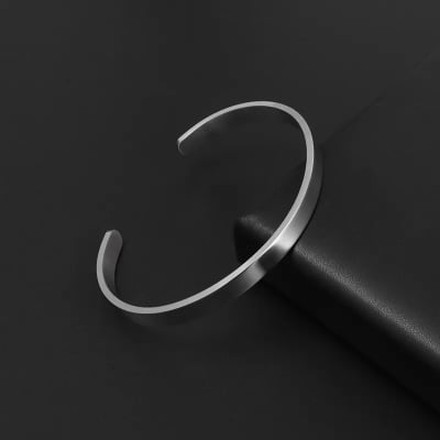 Picture of Stainless Steel Cuff Bangles Bracelets for Man & women - Silver