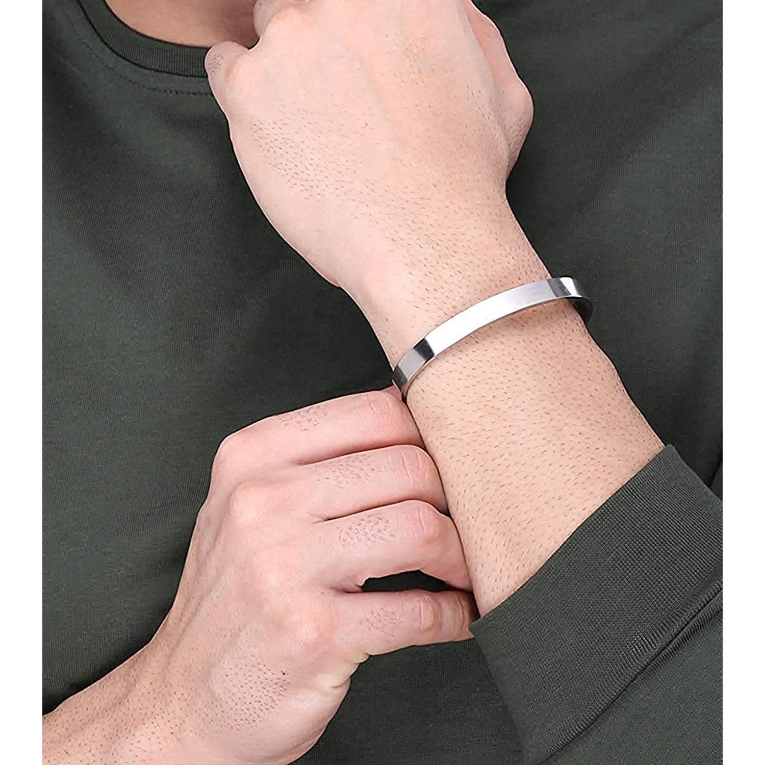 Picture of Stainless Steel Cuff Bangles Bracelets for Man & women - Silver