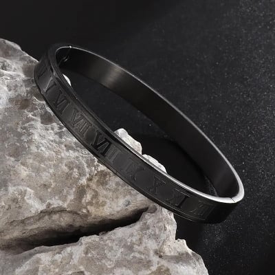 Picture of Stainless Steel Free Size Black Bracelet For Men - Black