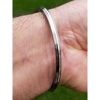 Picture of Men's Silver Bracelet- Round Panjab Bracelet For Man - Silver