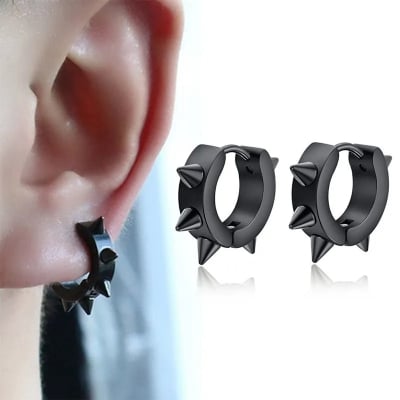 Picture of Stainless Steel Stud Earrings For Men- 1Pair - Black