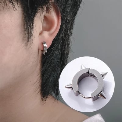 Picture of Stainless Steel Stud Earrings For Men- 1Pair - Black