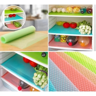 Picture of 4 Pcs Easy Clean Kitchen Cabinet Pad Refrigerator Anti Slip Fridge Liner Mat