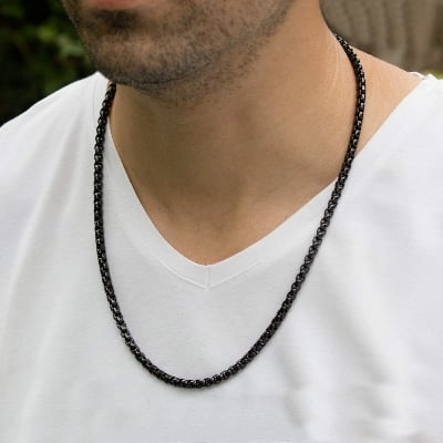 Picture of Black Stainless Steel Chain For Men - Black