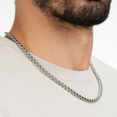 Picture of Silver Link Stainless Steel Chain For Men - Silver