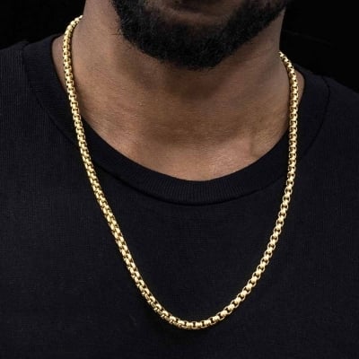 Picture of Chain Necklace For Men- Golden Fashion Chain - Gold