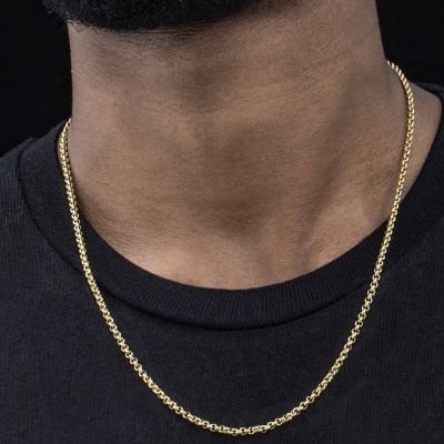 Picture of Chain Necklace For Men- Golden Fashion Chain - Gold