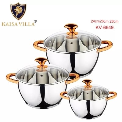 Picture of Kaisa Villa 6 Pcs Stainless Steel Cookware Set with Lid INDUCTION KV-6649 Multicolor