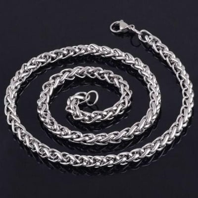 Picture of Men's Solid Sterling Rhodium Plated Chain Necklace - Silver