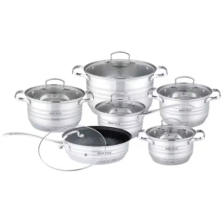 Picture of Kaisa Villa 12 Pcs Stainless Steel Cookware Set with Lid INDUCTION KV-83011 Multicolor