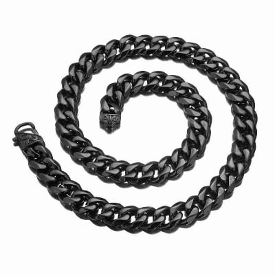 Picture of Men's Solid Sterling Rhodium Plated Chain Necklace- Black Chain For Man & Women - Black