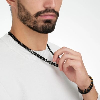 Picture of Men's Curb Chain Necklace Sterling Black - Black
