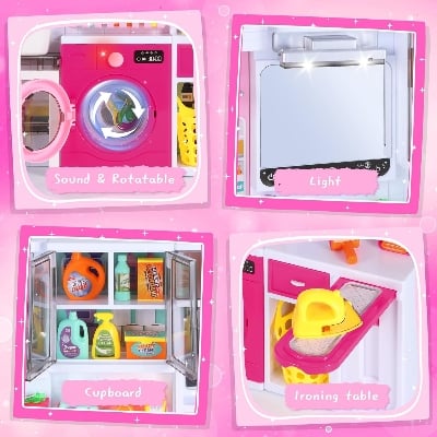 Picture of Fantasy House Role Play Set for Kids 3+ Years - Interactive Toy Kitchen & Bathroom Playset with Sounds and Lights Multicolor
