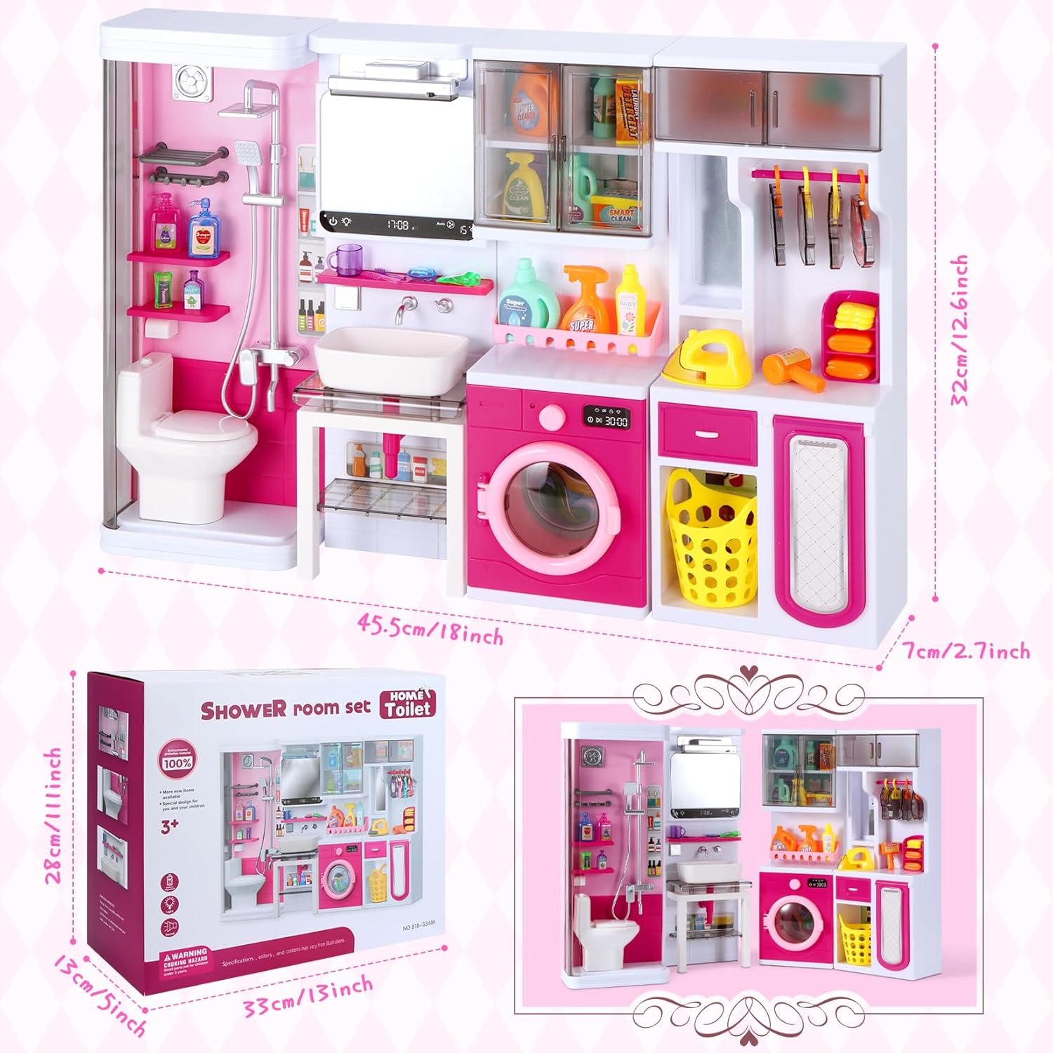 Picture of Fantasy House Role Play Set for Kids 3+ Years - Interactive Toy Kitchen & Bathroom Playset with Sounds and Lights Multicolor