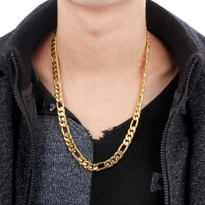 Picture of Men's Curb Chain Necklace Sterling Golden - Gold