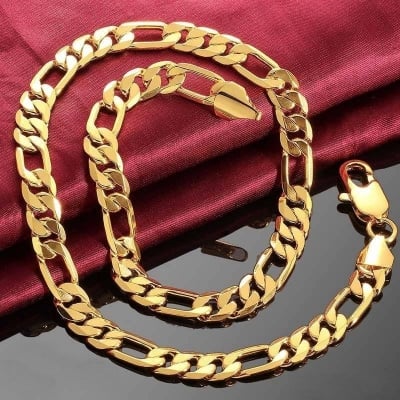 Picture of Men's Curb Chain Necklace Sterling Golden - Gold