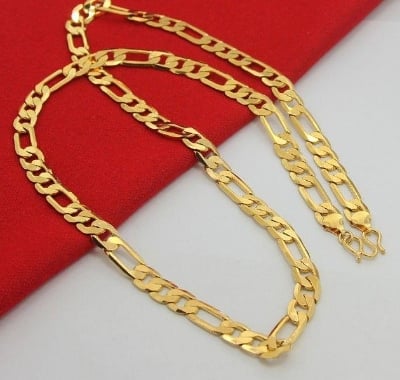 Picture of Men's Curb Chain Necklace Sterling Golden - Gold