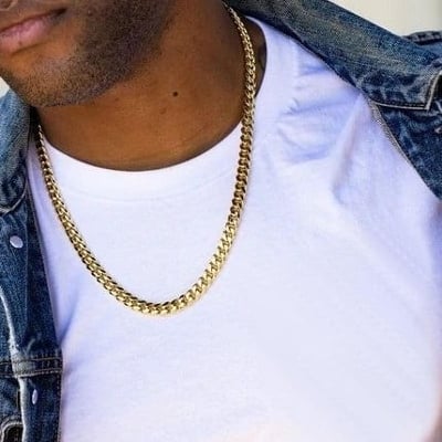 Picture of Men's Curb Chain Necklace Sterling - Golden Stylish Chain For Man's - Gold
