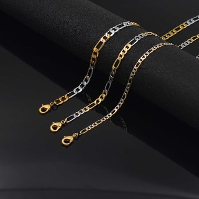 Picture of Silver & Golden Mix Fashionabl CHain For Man - Gold