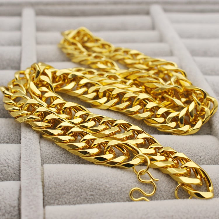 Picture of Revere Sterling Golden Solid Curb 24 Inch Chain - Gold